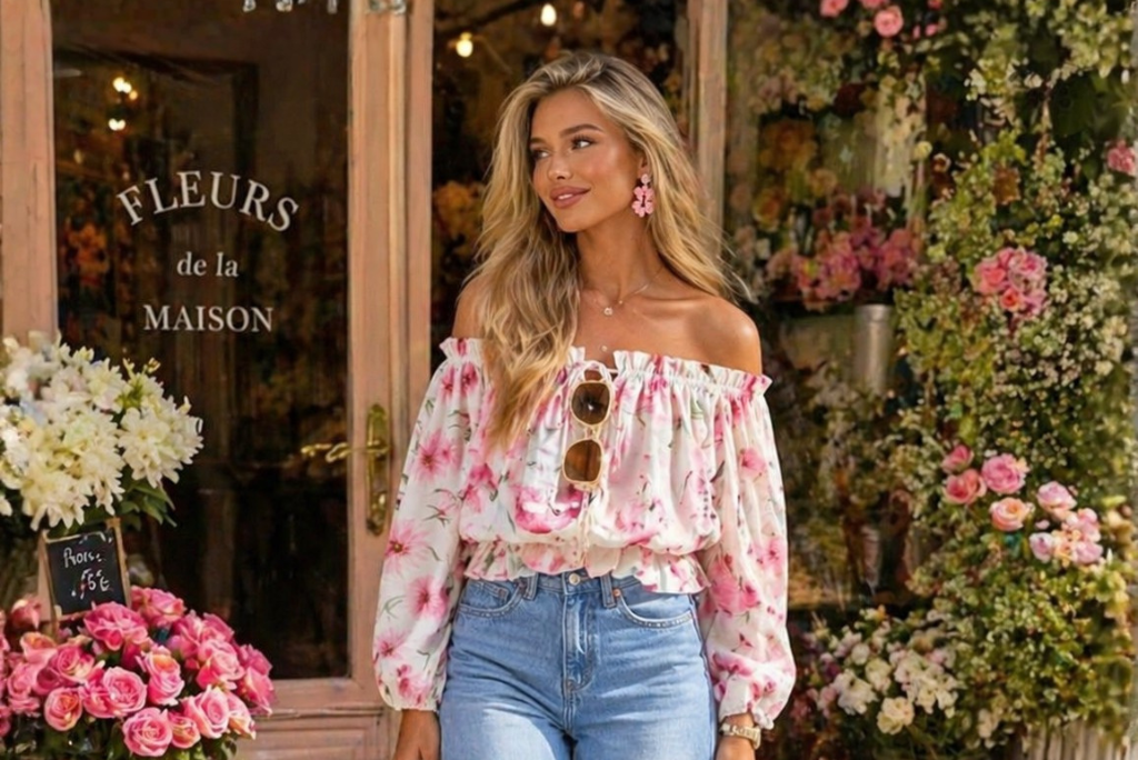 Floral Off Shoulder Top Summer Outfit